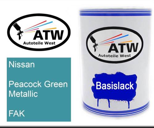 Nissan, Peacock Green Metallic, FAK: 500ml Lackdose, von ATW Autoteile West.